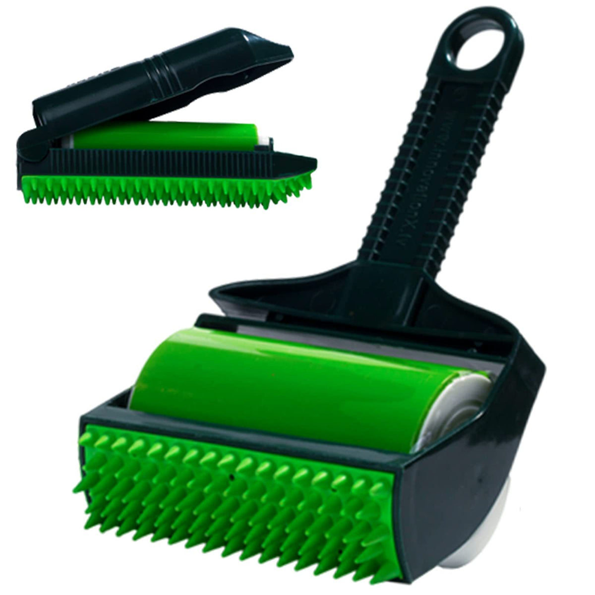 Washable pet hair roller set, large and small, lids open
