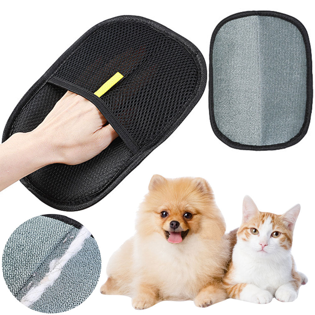 Pet grooming glove, black mesh mitt