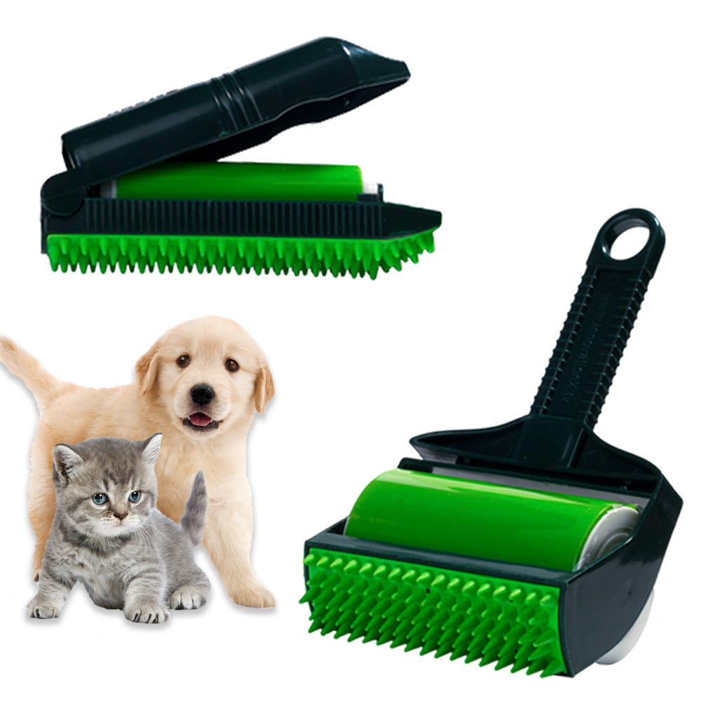Washable pet hair rollers with a puppy and kitten