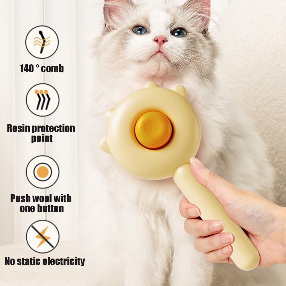 Self-cleaning slicker brush, yellow