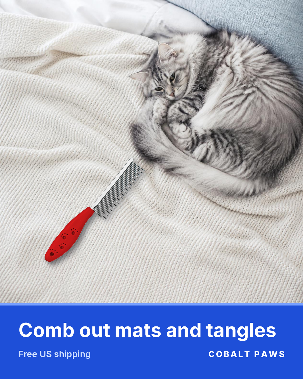 Cobalt Paws dematting comb with free US shipping