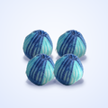 Four blue laundry pet hair catcher balls