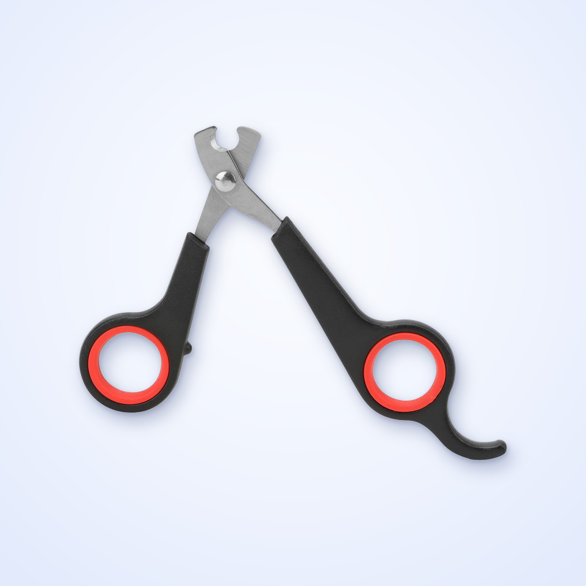 Black pet nail clipper with red finger loops