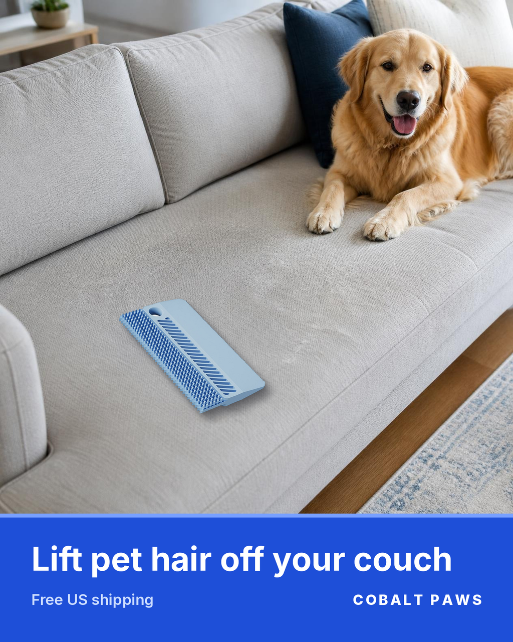 Cobalt Paws rubber pet hair remover with free US shipping